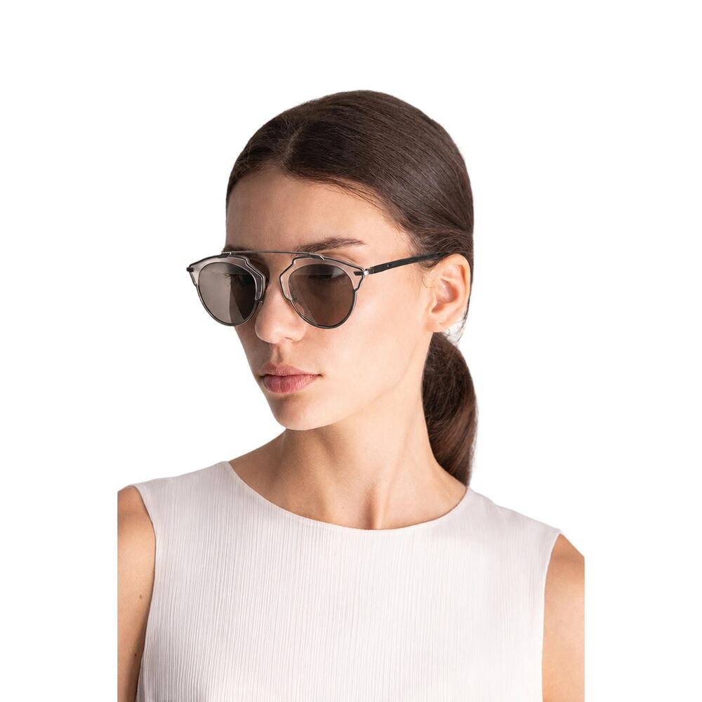 Christian Dior So Real S Metal Mirrored Aviator Sunglasses Silver Gray Women's